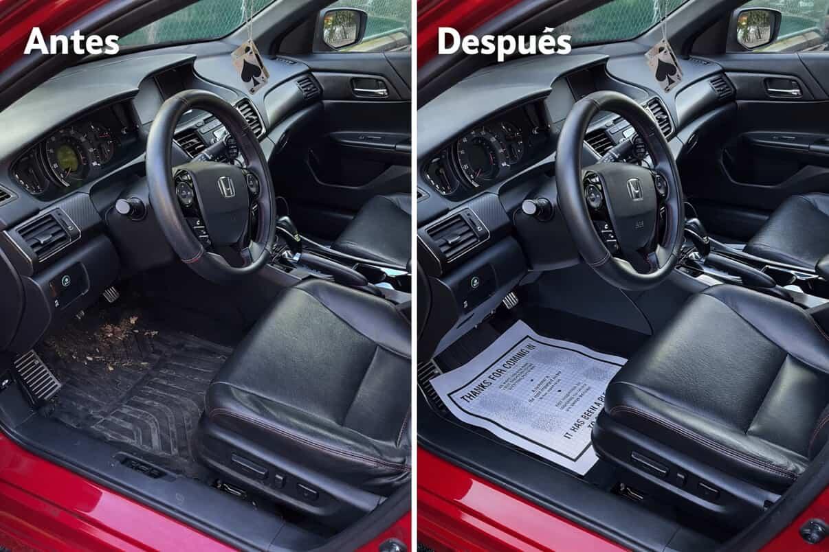 Car detailing before and after comparison